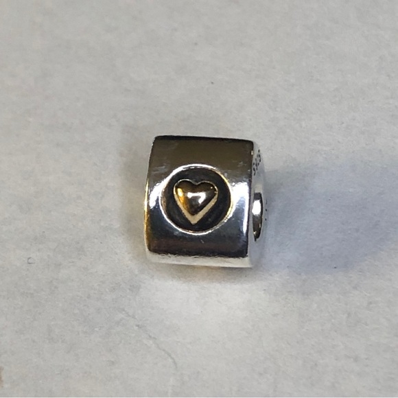 Retired Pandora 14k Heart of Gold Triangle Charm 925 Ale - Picture 1 of 7
